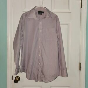 VTG Mens Lauren Ralph Lauren button down collared dress shirt. classic 17 1/2 XL